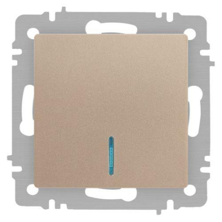 Выключатель 1-кл. СП Accent 6-102-04 10А IP20 250В с подсветкой AL/CU шампань Intro Б0063475