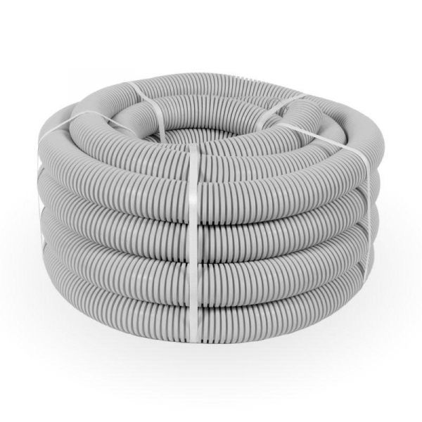 Труба гофрированная ПВХ легкая d40мм с протяжкой 350 Н сер. (уп.15м) Промрукав PR.014231