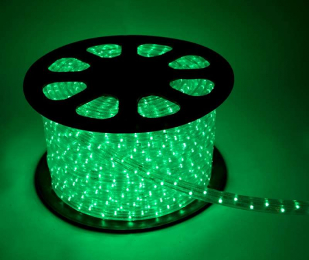 Шнур светодиодный Дюралайт постоянного свечения 2W 220В 1.8Вт/м d13мм (уп.100м) IP44 зел. Космос KOC-DL-2W13-G