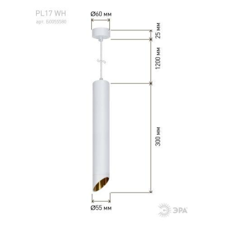 Светильник подвесной (подвес) PL 17 WH MR16/GU10 потолочный цилиндр бел. ЭРА Б0055580