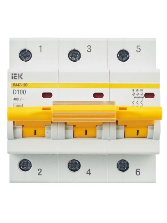 Выключатель автоматический модульный 3п D 100А 10кА ВА47-100 KARAT IEK MVA40-3-100-D