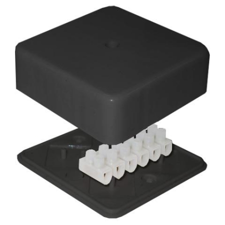 Коробка распределительная ОП 78х78х30мм 6 выходов 10А 6 контактов крышка с винтовым креплением клеммный зажим материал – полипропилен IP41 черн. Epplast 170221