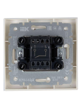Выключатель 1-кл. СП BRITE ВСР10-1-0-БрЖ 10А в сборе жемчуж. IEK BR-V10-0-10-K36-F