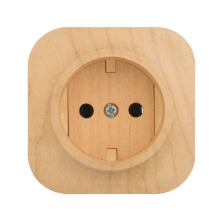 Розетка 1-м ОП Quteo 16А IP20 2P без заземл. без защ. шторок дерево IEK 782270