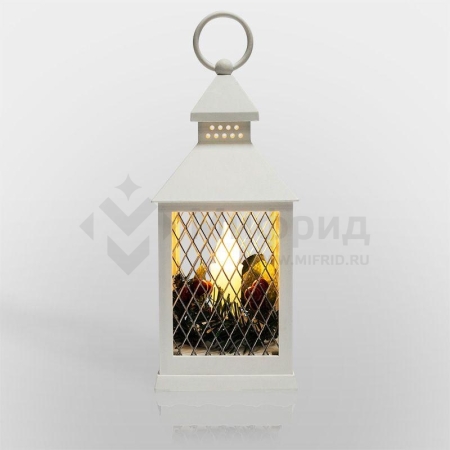 Фонарь декоративный 10.5х10.5х24см тепл. бел. со свечкой корпус бел. Neon-Night 513-042