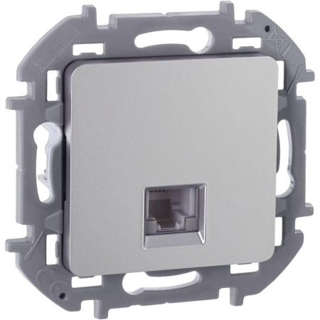 Розетка телефонная Inspiria RJ11 механизм алюм. IEK 673822