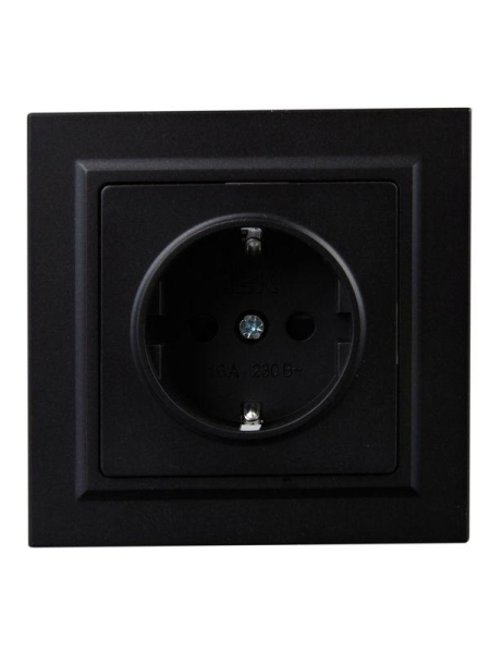 Розетка СП BRITE РСР14-1-0-БрЧ 16А в сборе с заземл. защ. шторки черн. IEK BR-R14-16-K02-F