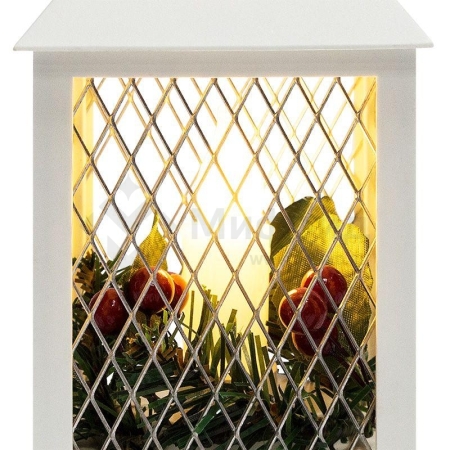 Фонарь декоративный 10.5х10.5х24см тепл. бел. со свечкой корпус бел. Neon-Night 513-042