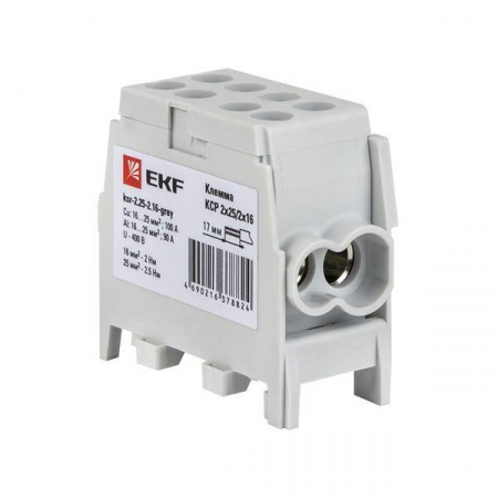 Клемма распределительная КСР с двойн. винтом 2х25/2х16 сер. PROxima EKF ksr-2.25-2.16-grey