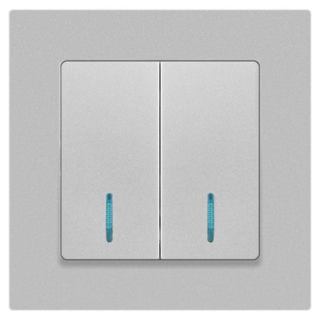 Выключатель 2-кл. СП Accent 6-105-03 10А IP20 250В с подсветкой AL/CU алюм. Intro Б0063511