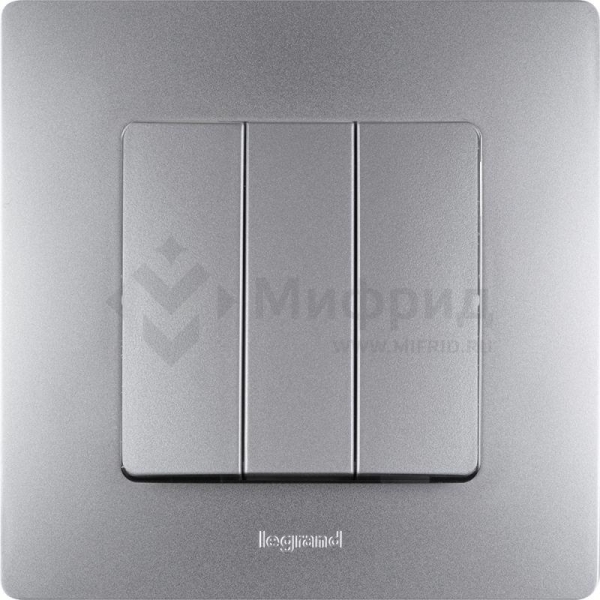 Выключатель 3-кл. СП Etika Plus 10А IP20 250В 10AX винтов. зажимы механизм алюм. Leg 672413