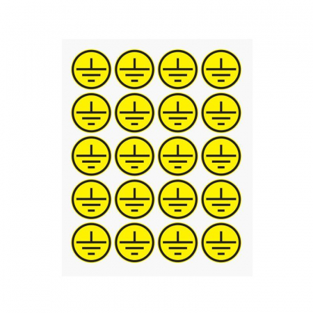 Наклейка знак электробезопасности "Заземление" d20мм (20шт на листе) Rexant 56-0010