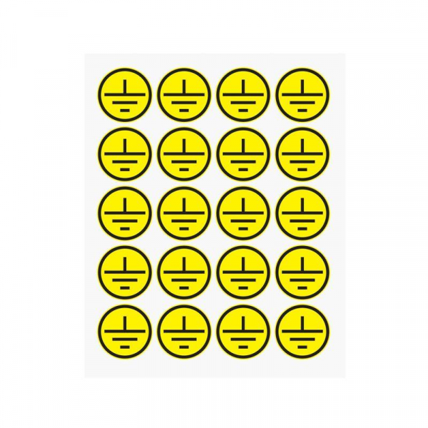 Наклейка знак электробезопасности "Заземление" d20мм (20шт на листе) Rexant 56-0010