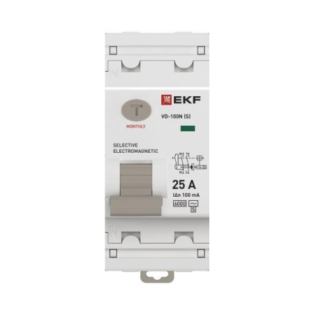 Выключатель дифференциального тока 2п 25А 100мА тип AC 6кА ВД-100N (S) электромех. PROxima EKF E1026MS25100