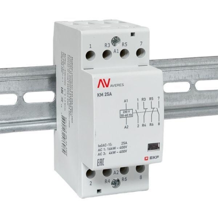 Контактор модульный КМ 25А 2NC+2NO 230В AC (2 мод.) AVERES EKF km-av-2-25-22-230V