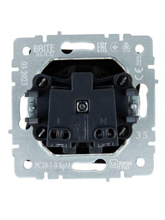 Розетка 1-м СП BRITE РС10-1-0-БрМ 10А без заземл. без защ. шторок механизм маренго IEK BR-R10-10-K35