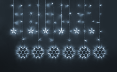 Гирлянда светодиодная "Бахрома" "Звезды и снежинки" 95 121 NGF-D032-02 2.5х1м CW IP20 Navigator 95121