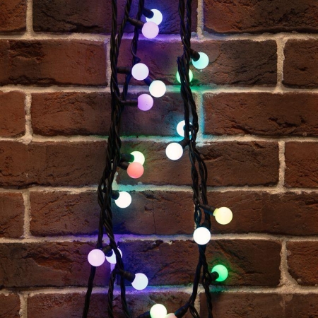 Гирлянда светодиодная "Мультишарики" 10м d17.5мм 80LED RGB 5Вт IP65 провод черн. каучук Neon-Night 303-679