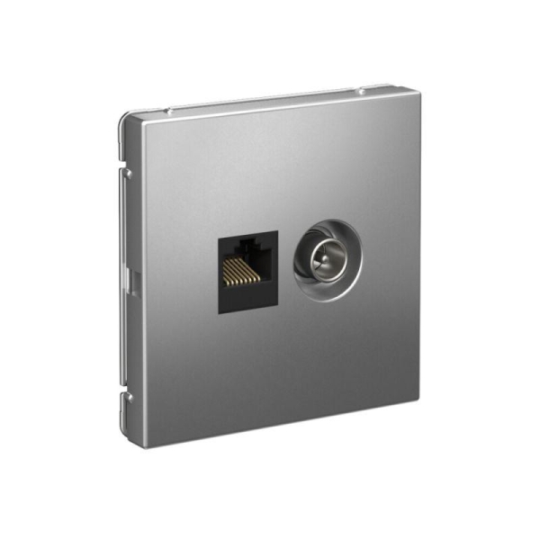 Розетка компьютерная + телевизионная 2-м ArtGallery RJ45 + TV кат.5E сталь SE GAL000989