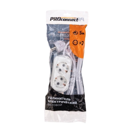 Удлинитель 2х3м с заземл. 3х0.75 бел. PROCONNECT 13-4203