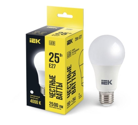 Лампа светодиодная 25Вт A80 грушевидная 4000К нейтр. бел. E27 230В IEK LLE-A80-25-230-40-E27