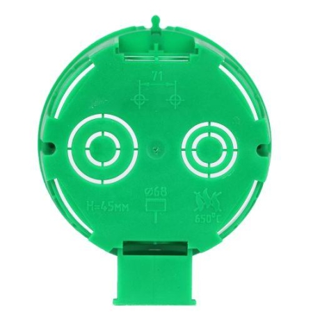 Коробка установочная 68х45мм для твердых стен с саморезами один стыковочный узел IP20 зел. KUTS1-68-45-green Эра Б0061164