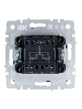 Выключатель 2-кл. СП BRITE ВС10-2-1-БрГ 10А с индик. механизм графит IEK BR-V20-1-10-K53