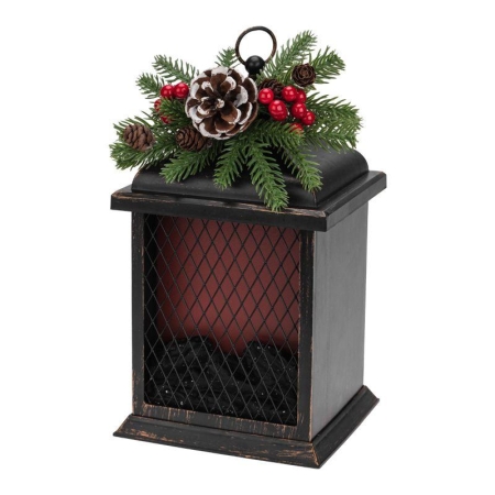 Камин светодиодный Рождество с эффектом живого огня 15х14х26см батарейки 2хС (не в комплекте) и USB бронзовый Neon-Night 511-027