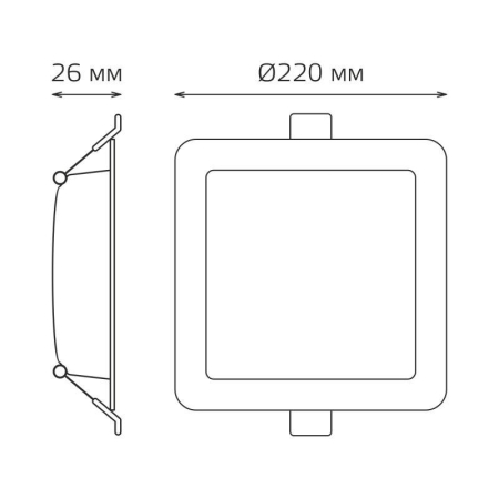 Светильник светодиодный Elementary Downlight 26Вт 4000К 2250лм 170-260В IP20 220х26 квадрат монтаж бел. GAUSS 998520224