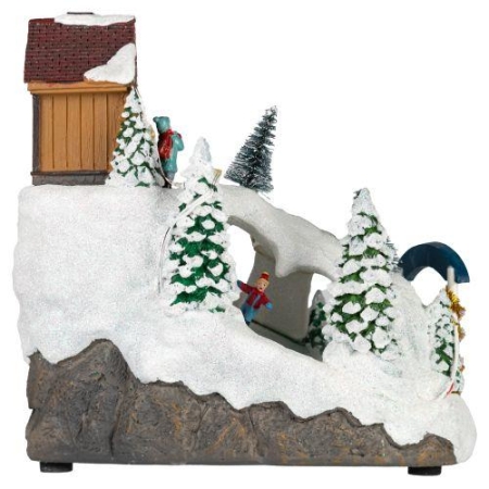 Фигура светодиодная новогодняя EFIS-S06 композиция Лыжня мультиколор 3хАА 22х14х22см Эра Б0060484