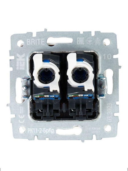 Розетка компьютерная двойн. СП RJ45 кат.6 BRITE РК11-2-БрКр механизм беж. IEK BR-K20-2-K10