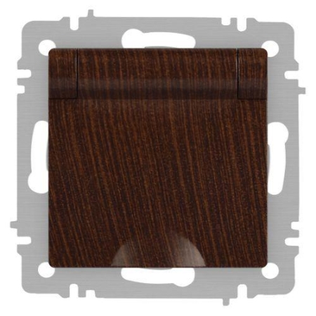 Розетка 1-м СП Accent 6-203-10 16А IP20 250В 2P+E Schuko с крышкой AL/CU венге Intro Б0063454