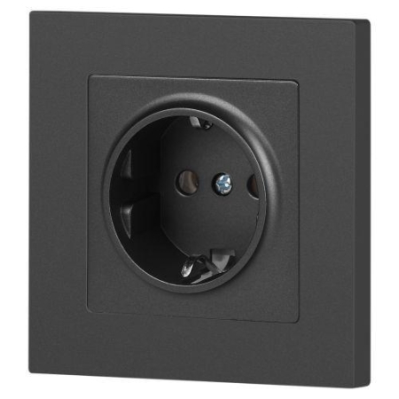 Розетка 1-м СП Accent 6-202-07 16А IP20 250В 2P+E Schuko графит Intro Б0063697