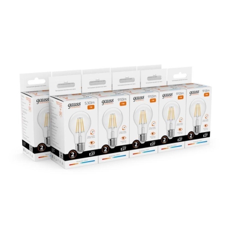 Лампа светодиодная филаментная Filament Elementary А60 7Вт 2700К Е27 530лм GAUSS 22217
