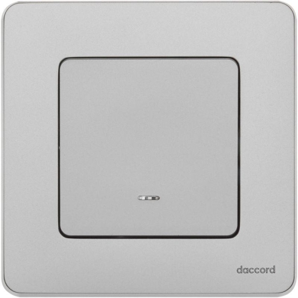 Переключатель 1-кл. Inspiria 10А IP20 250В 10AX с подсветкой/индикацией механизм алюм. IEK 673662