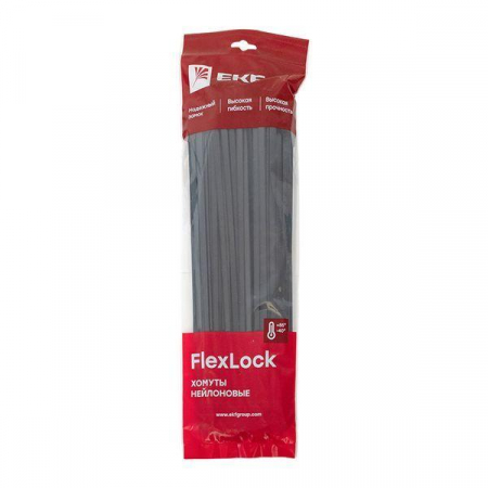 Хомут P6.6 7.6х350 FlexLock стандартный черн. (уп.100шт) PROxima EKF plc-fl-ctsb-7.6x350