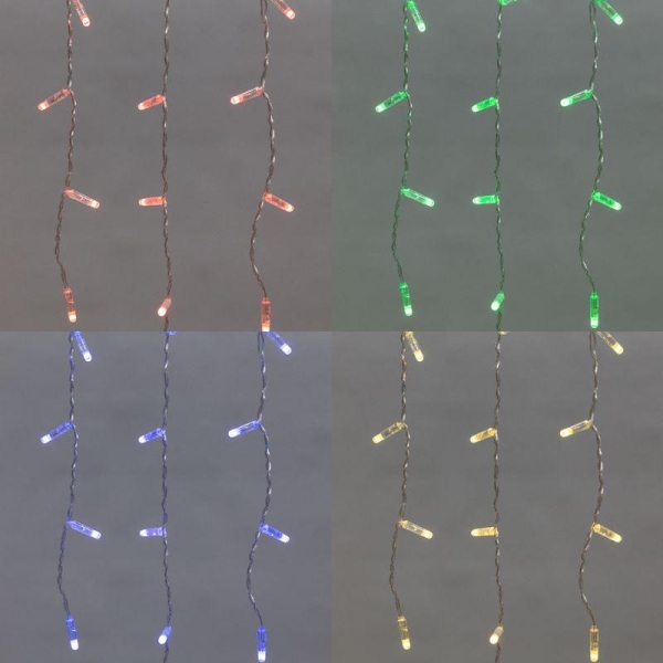 Гирлянда светодиодная "Айсикл" (бахрома) 4.8х0.6м 176LED RGB 19Вт 230В IP65 провод прозр. Neon-Night 245-209
