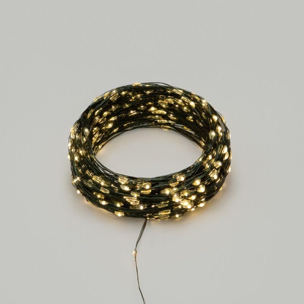 Гирлянда светодиодная "Роса" 50м 500LED тепл. бел. IP20 230В с контроллером провод зел. Neon-Night 303-286