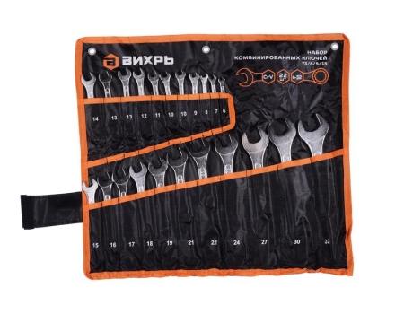 Набор комбинированных ключей 22шт 6-32 в чехле Вихрь 73/6/5/15