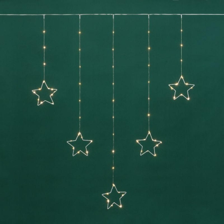 Гирлянда светодиодный занавес из росы с фигурами звезд IP20 USB + пульт управления тепл. бел. Neon-Night 315-846