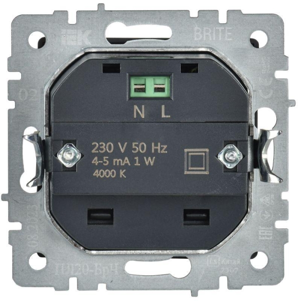 Подсветка светодиодная BRITE встраив. ПЛ20-БрЧ механизм черн. IEK BR-FL20-K02