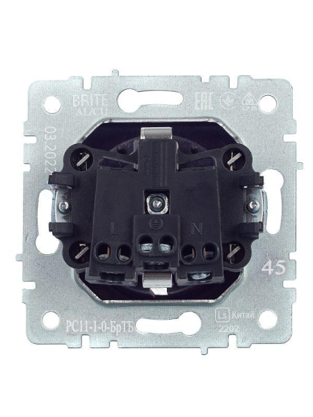 Розетка 1-м СП BRITE РС11-1-0-БрТБ 16А с заземл. без защ. шторки механизм бронза IEK BR-R11-16-K45