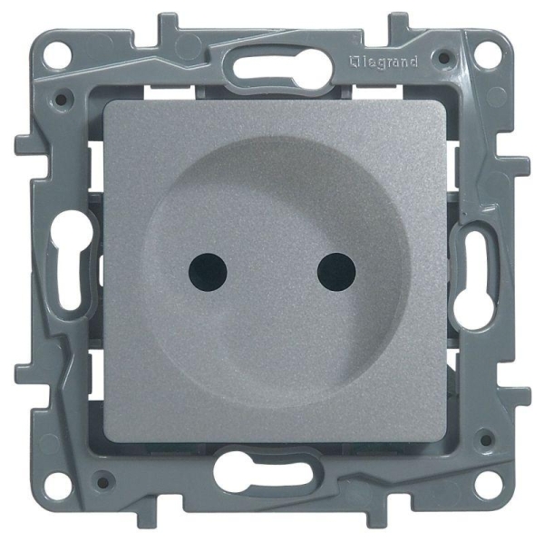 Розетка 1-м СП Etika 16А IP31 250В 2P без заземл. защ. шторки немецк. стандарт винтов. клеммы механизм алюм. IEK 672434