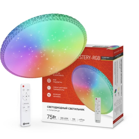 Светильник светодиодный COMFORT MYSTERY-RGB 75Вт 3000-6500К 6000лм 230В 495х85мм с пультом ДУ IN HOME 4690612044637