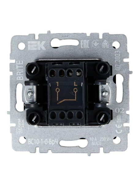 Выключатель 1-кл. СП BRITE ВС10-1-0-БрЧ 10А механизм черн. IEK BR-V10-0-10-K02