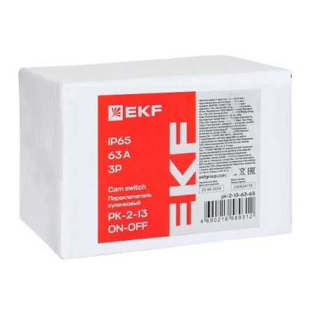 Переключатель кулачковый ПК-2-13 3п 63А "ВКЛ-ВЫКЛ" IP65 EKF pk-2-13-63-65