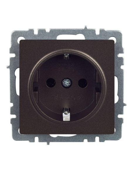 Розетка 1-м СП BRITE РС11-1-0-БрТБ 16А с заземл. без защ. шторки механизм бронза IEK BR-R11-16-K45