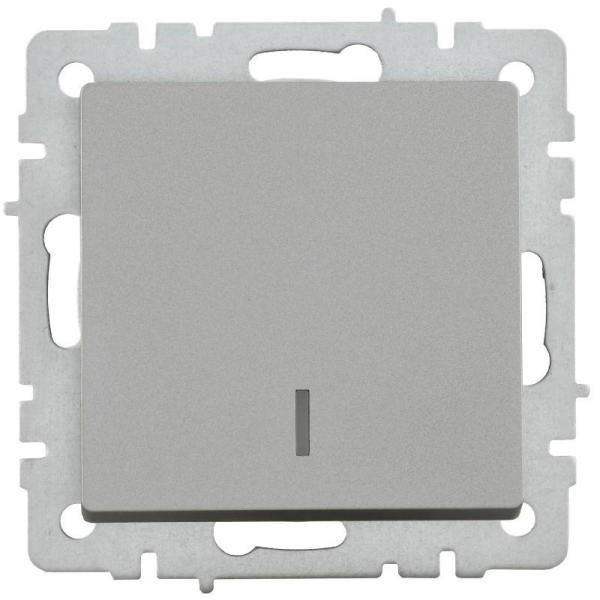 Выключатель 1-кл. СП BRITE ВС10-1-1-БрС 10А с индик. механизм сталь IEK BR-V10-1-10-K46