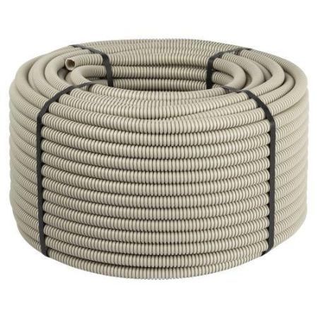 Труба гофрированная ПВХ тяжелая d20мм с протяжкой GOFR-20-100-PVC-T сер. (уп.100м) ЭРА Б0057954