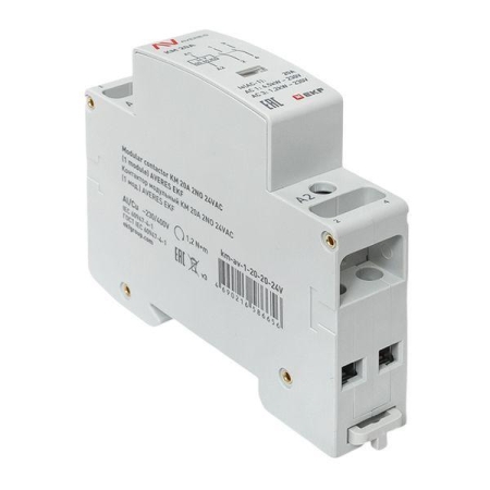 Контактор модульный КМ 20А 2NО 24В AC (1 мод.) AVERES EKF km-av-1-20-20-24V